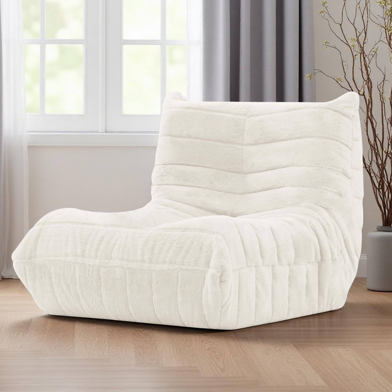 Alt View 5. Fabibe - Bean Bag Chair, Giant Bean Bag Sofa Lazy Beanbag Chairs for Adults Fireside Bean Bag Couch with High Density Sponge Fill - Beige.