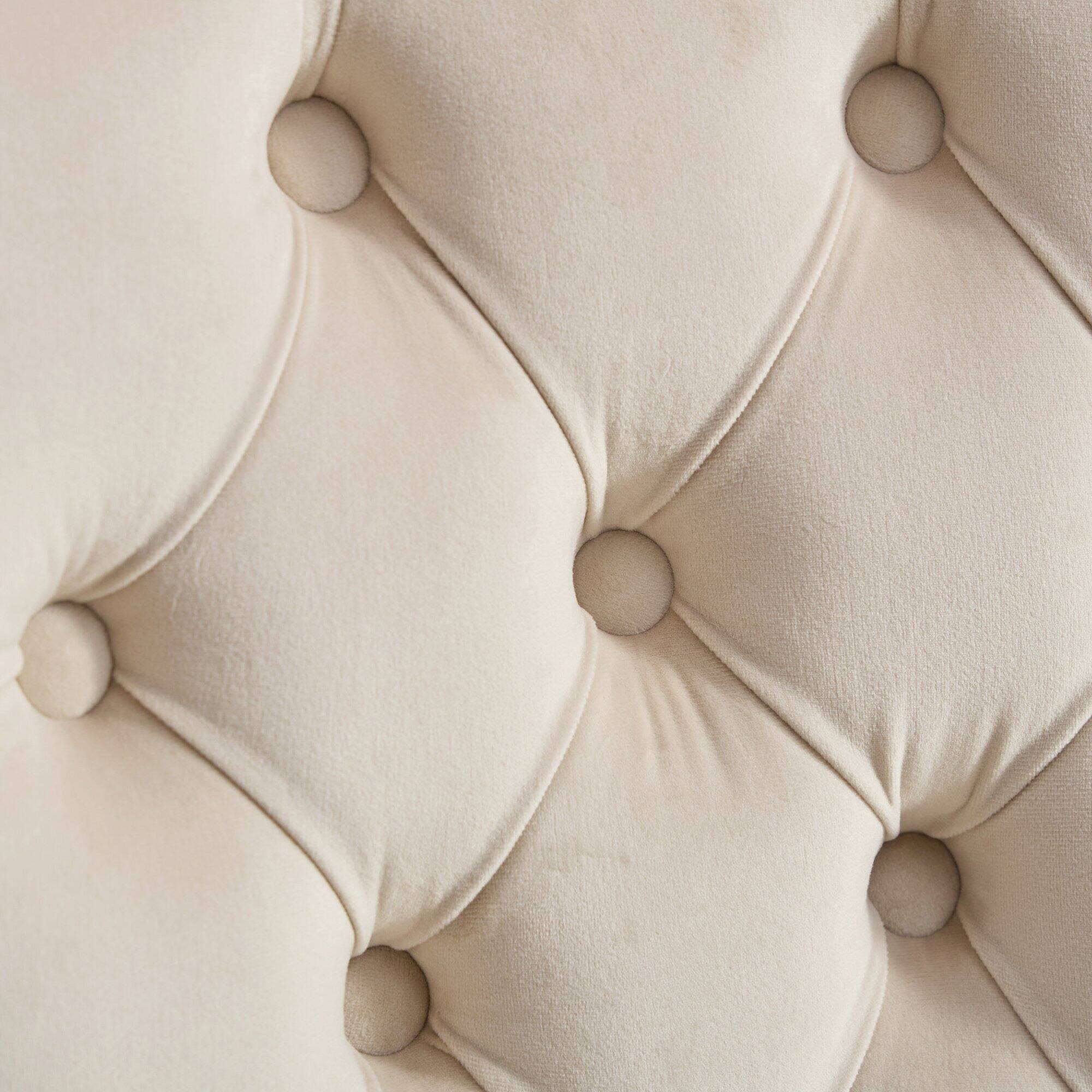 Alt View 7. GOODSILO - Modern Tufted Velvet Dining Chairs with Lion Head Pull Rings and Golden Wooden Legs, Set of 2 - Beige.