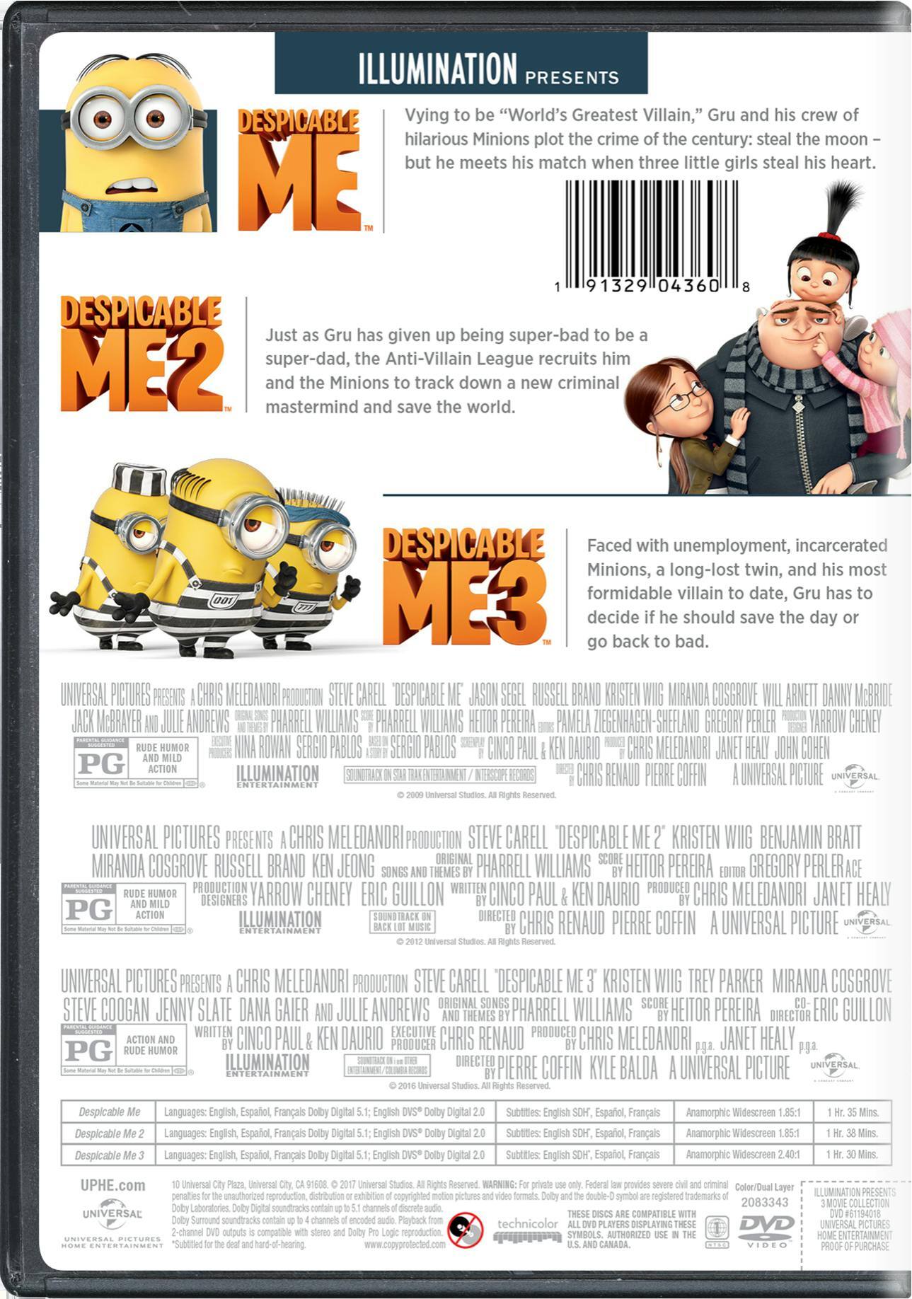 Angle. Illuminatiion Presents: Despicable Me 3-Movie Collection [DVD].
