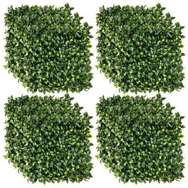 Costway - 12 Pcs Faux Topiary Gardenia Shrub Grass Panels with Insertable Branches 20" x 20" - Green
