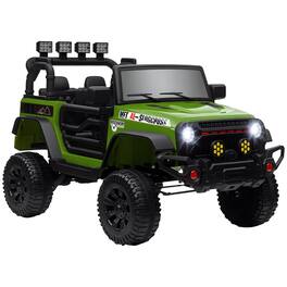 Qaba - 12V Ride on Truck, Electric Car for Kids, Battery Powered Car, Parent Remote, 4 Suspension Wheels, Music Horn LED Lights