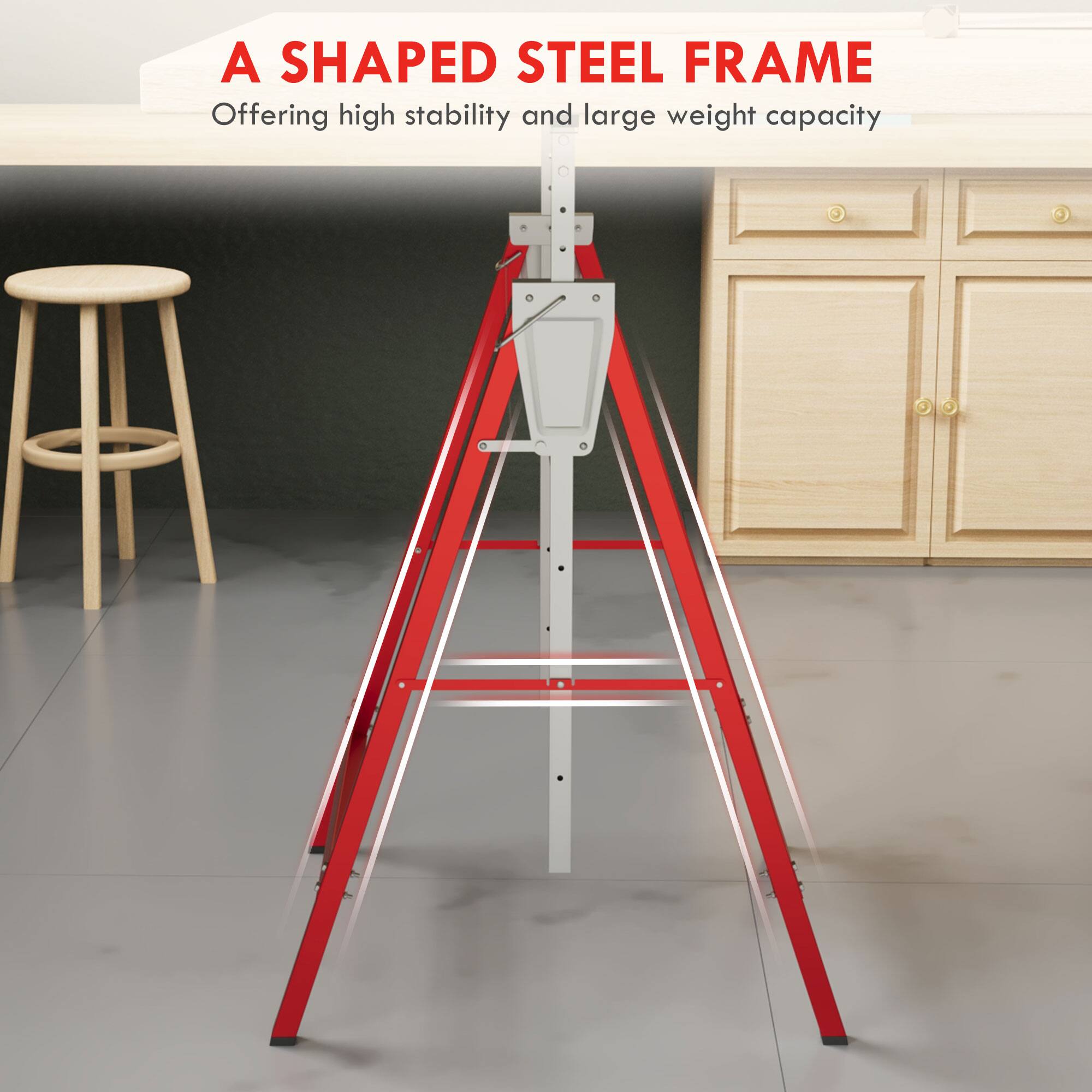 Homcom of 2 Adjustable Telescopic Builders Trestle, DIY Steel Work ...