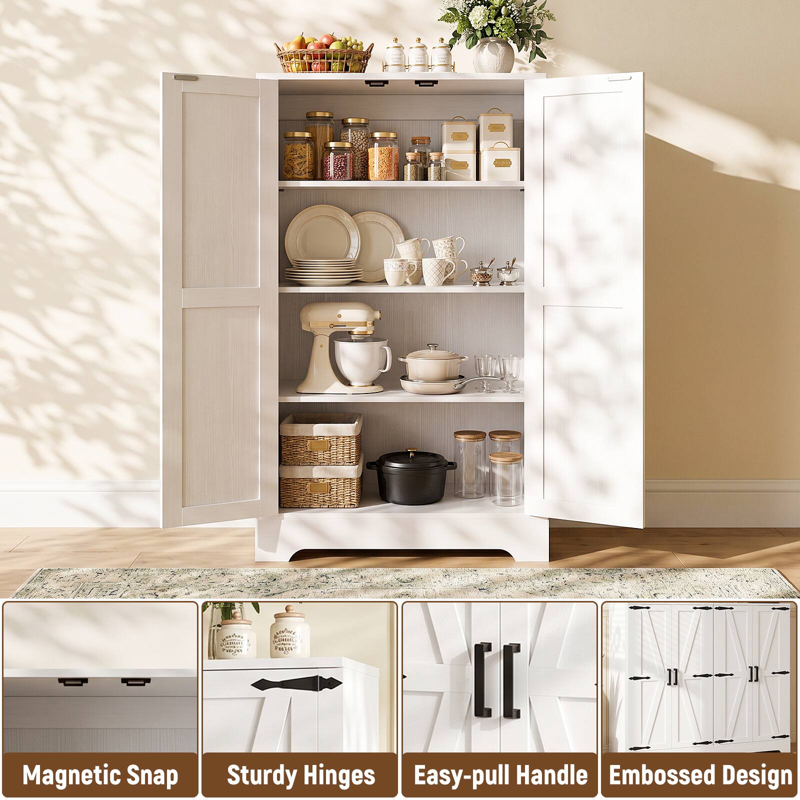 COLLERA hoyo  
COMELY Facter  
Magnetic Snap  
Sturdy Hinges  
Easy-pull Handle  
Embossed Design
