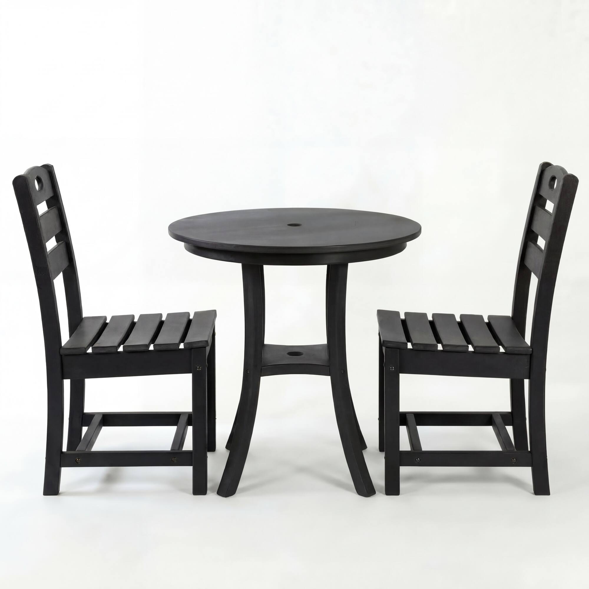 Left. Boyel Living - 3-Piece HDPE Patio Bistro Set with Round Table and 2 Chairs - Black.