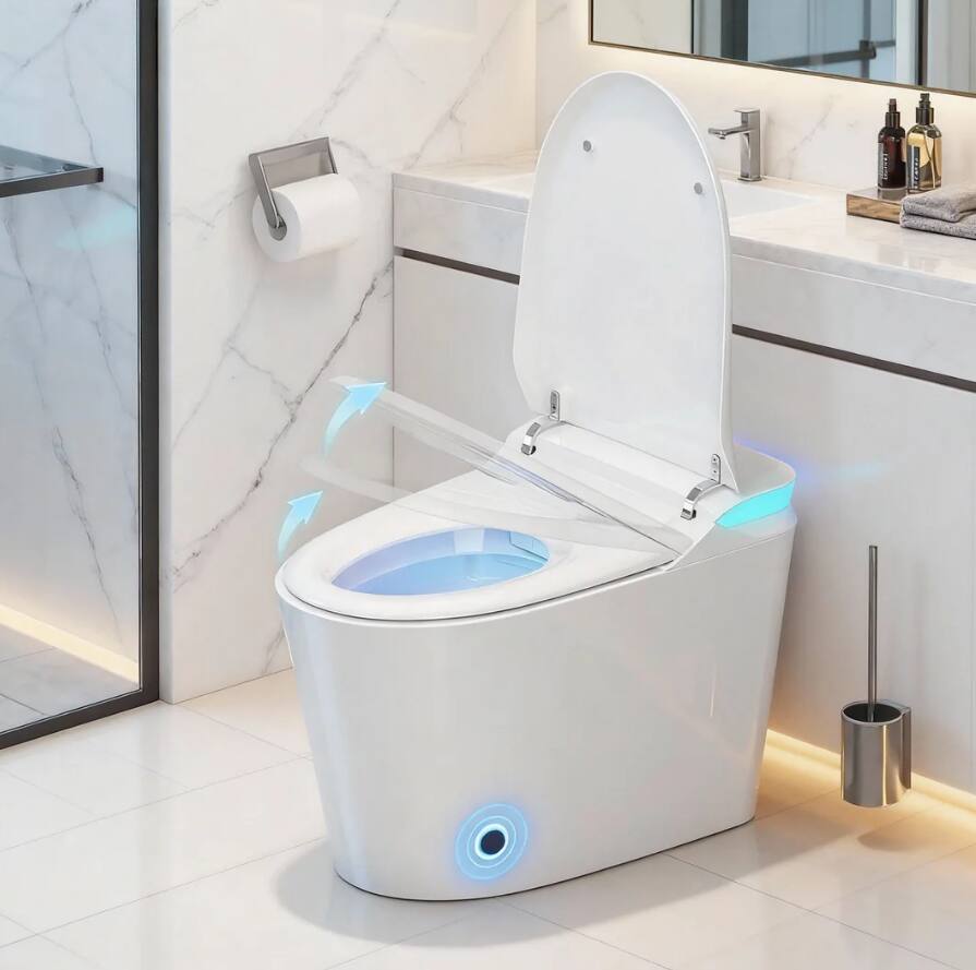 Front. Vipbear - Smart Toilet with Bidet Built in, Auto Open Close & Auto Flush, Modern Elongated Tankless Toilet for Bathrooms - White.