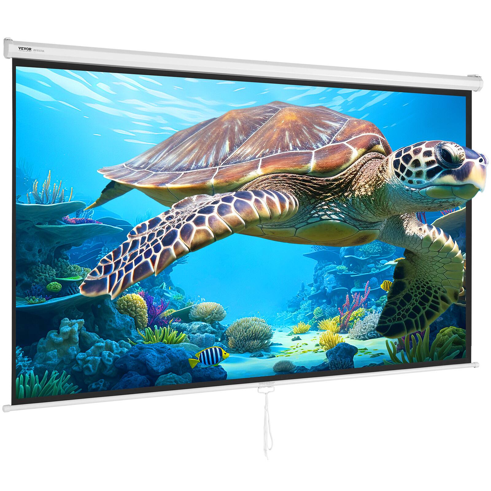 Alt View 5. VEVOR - Manual Pull Down Projector Screen, 100 inch 16:9 4K 1080 HD Retractable Projector Screen, Auto-Locking Projection Screen - White.