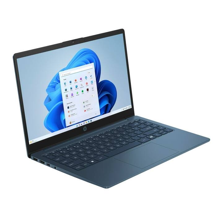 Angle. HP - HP 14-EP20 Stream 14" HD Laptop, Celeron N150, 4GB, 128GB, Windows 11 - Blue.