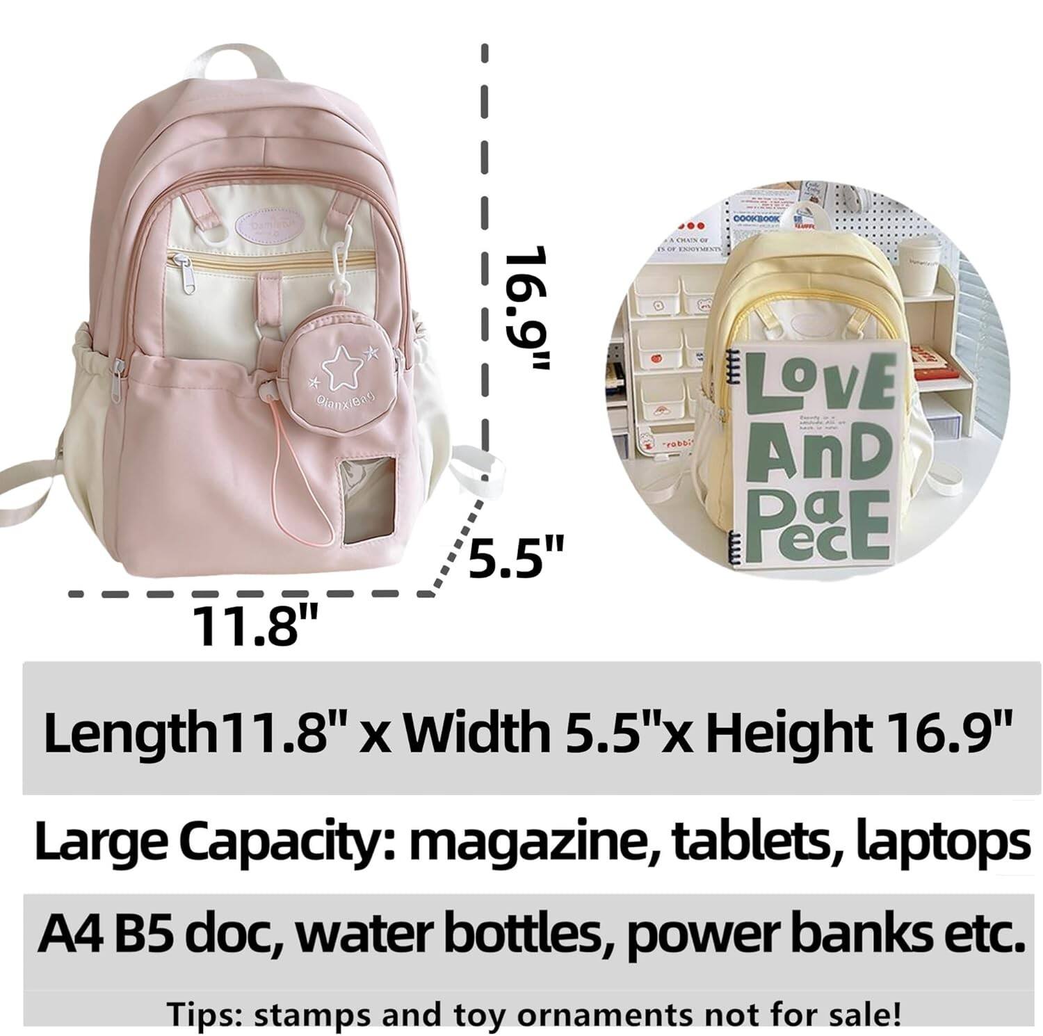 QanxiBag

Length 11.8" x Width 5.5" x Height 16.9"

Large Capacity: magazine, tablets, laptops, A4 B5 doc, water bottles, power banks etc.

Tips: stamps and toy ornaments not for sale!