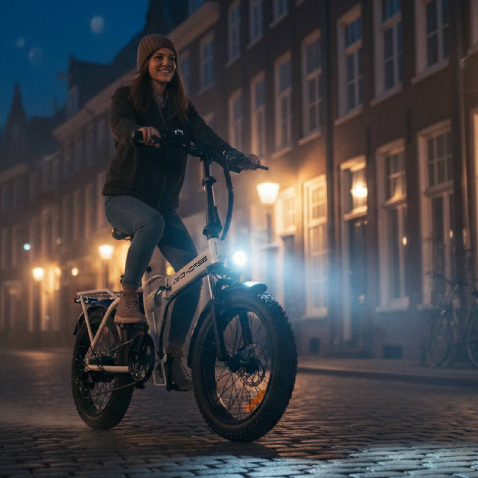 Alt View 5. Windhorse - Windhorse W4A 20" Fat Tire 7-Speed Foldable Electric Bike - 720W Motor - 48V 15.6Ah Removeable Battery, 40-70 Miles - 20 - White.