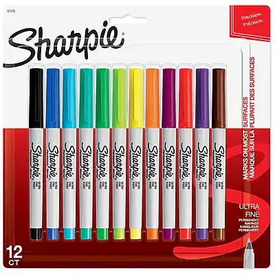 Pamanent Sharpie Permanent Marker, Ultra Fine Tip, 12/Pack Assorted 37175PP ...