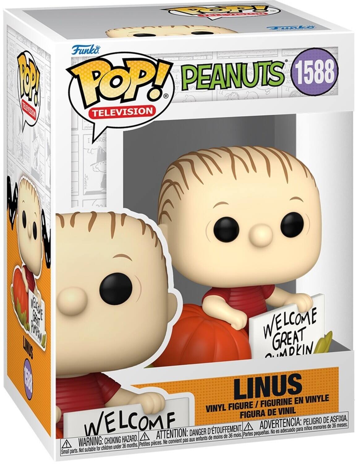POOPY Fodli Funko nohi ngo WIH 1588 1 POP! 6H PEANUTS H TEVISION a I ORE S A WELCOME GREAT LINUS MKIN, B0 LINUS FIGURINE EN VINYLE FIGURE I VINYL DE VINIL FIGURA DE VINIL. WELCOME ADVERTENCIA: PELIGRO DE asfixia. D'TOUFFEMENT. adecuado para niños DANGER pequeñas. No es HAZARD. ATTENTION: auX enfants de moins de 36 mois, Partes WARNING: CHOKING Petites pieces. Ne convient pas children under 36 months Not suitable for small parts.
