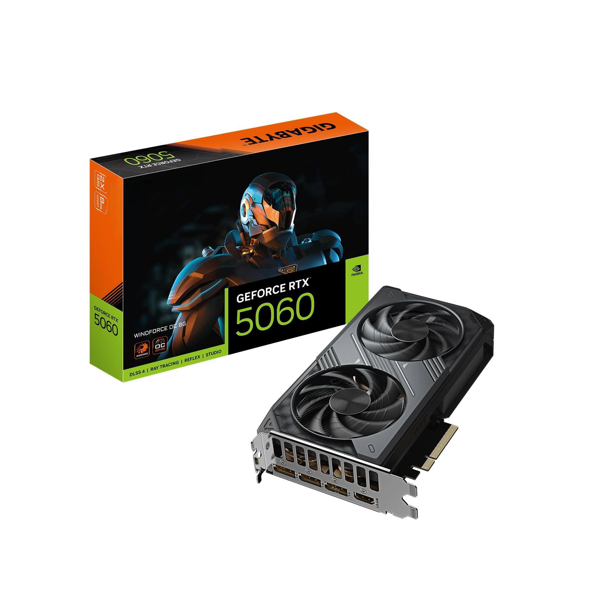 Dazzling Pops - GIGABYTE GeForce RTX 5060 WINDFORCE OC 8G Graphics Card 128 bit GDDR7 PCIe 5.0 WINDFORCE Cooling System GV