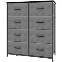 Bestier - 8 Drawer 31.4 in.W Fabric Storage Tower Dresser Wooden Top for Kid Room, Closet, Entryway, Nursery - Gray - Front_Zoom