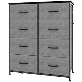 Bestier - 8 Drawer 31.4 in.W Fabric Storage Tower Dresser Wooden Top for Kid Room, Closet, Entryway, Nursery - Gray
