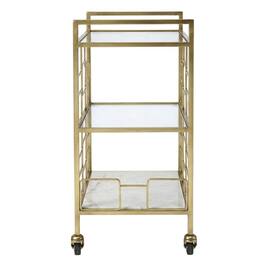 Starlight Canyon Home - Modern Bar Cart with Distressed Finish, Contemporary Serving Cart for Home Bar - Gold