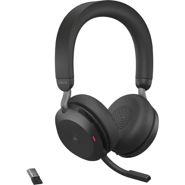 Jabra - Evolve2 75 Wireless On-ear Stereo Headset - USB-A - For MS Teams - Binaural - Ear-cup - 3000 cm - Black