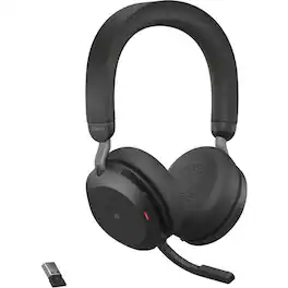 Jabra - Evolve2 75 Wireless On-ear Stereo Headset - USB-A - For MS Teams - Binaural - Ear-cup - 3000 cm - Black