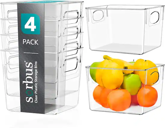 4 PACK
sorbus®
Clear Plastic Storage Bins