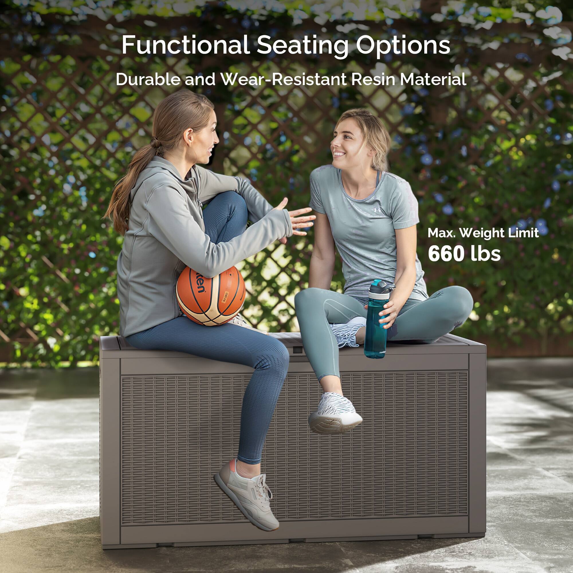 Functional Seating Options  
Durable and Wear-Resistant Resin Material  
Max. Weight Limit 660 lbs