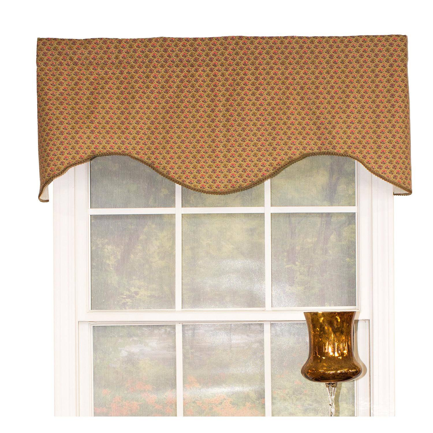 Front. RLF Home - RLF Home Meadow Cornice 100% Cotton with Fully Lined 3" Rod Pocket Valnance for Windows 50" x 17" Sage - Sage.