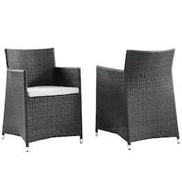 Junction Outdoor Patio Wicker Armchair Set of 2 by Modway - Brown White