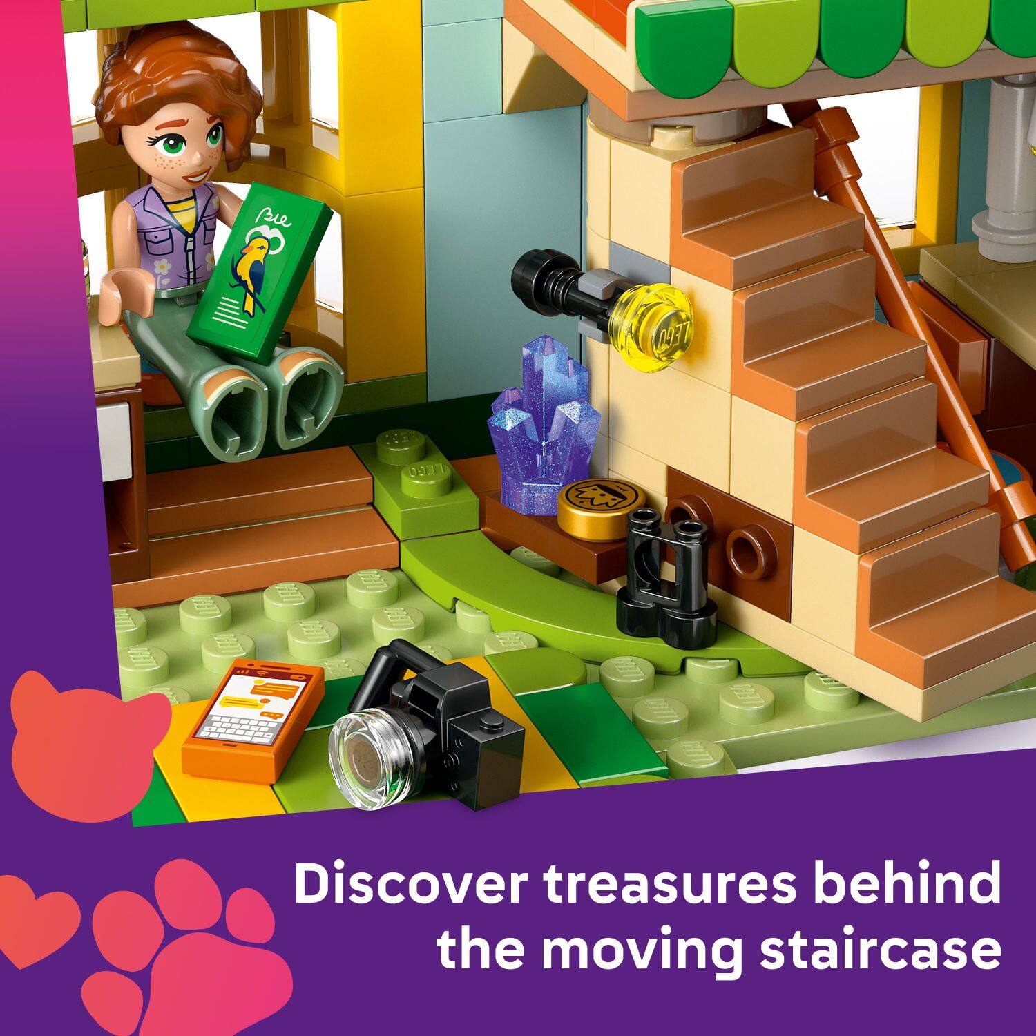 Discover treasures behind the moving staircase.
