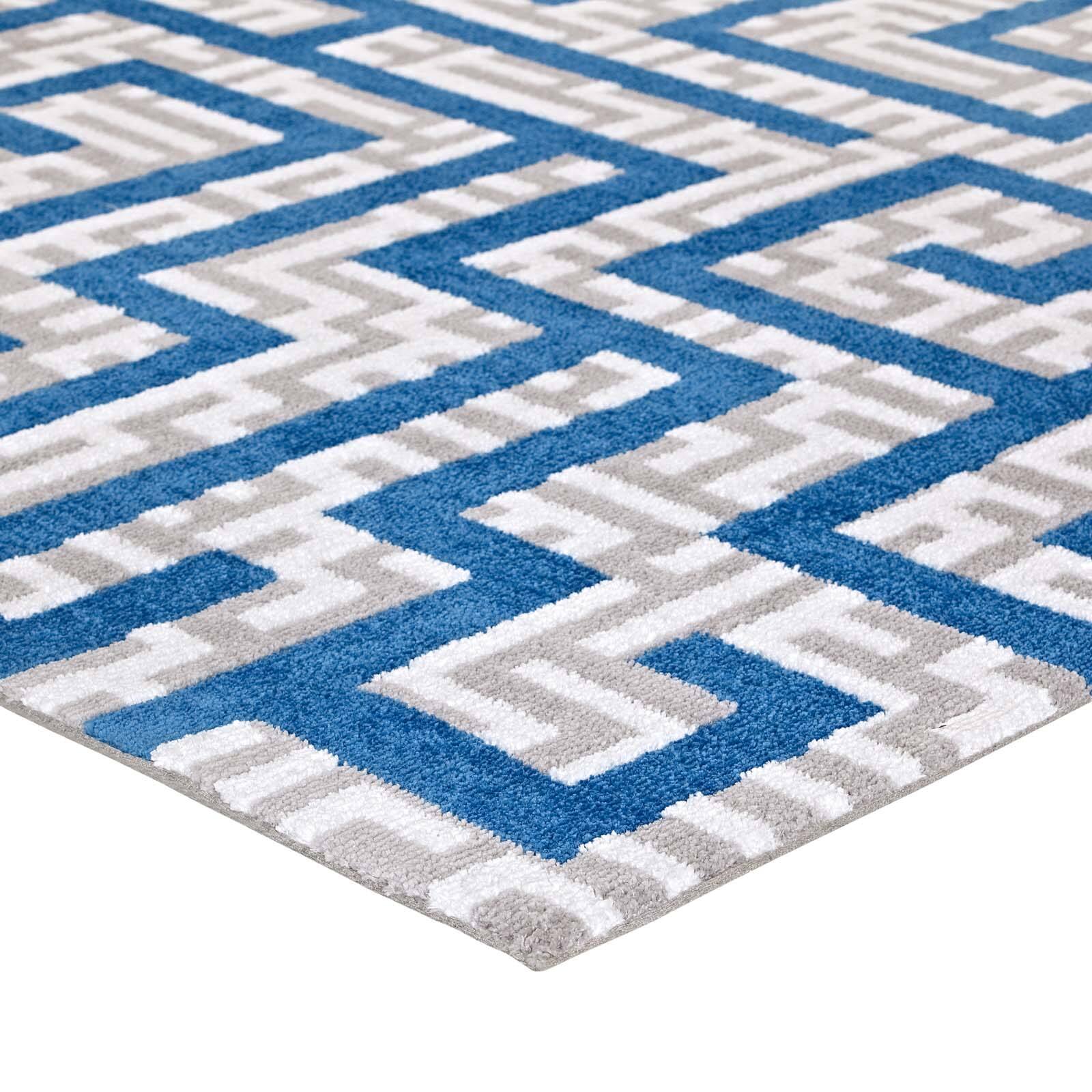 Alt View 1. Modway - Nahia Geometric Maze Area Rug - Ivory Light Gray and Blue.