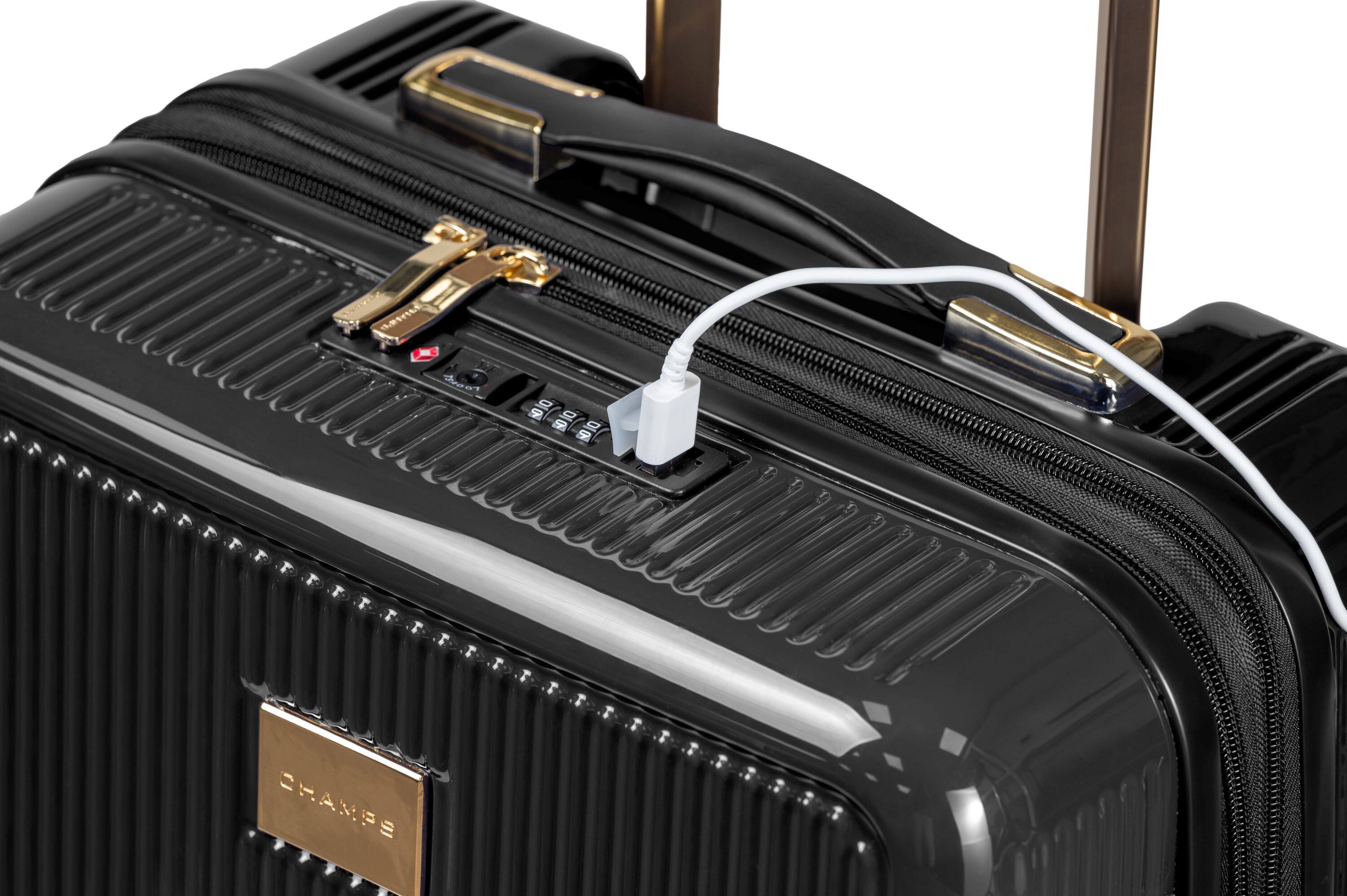 Left. Champs - Luxe 3-Piece Hardside Luggage Set - Black.