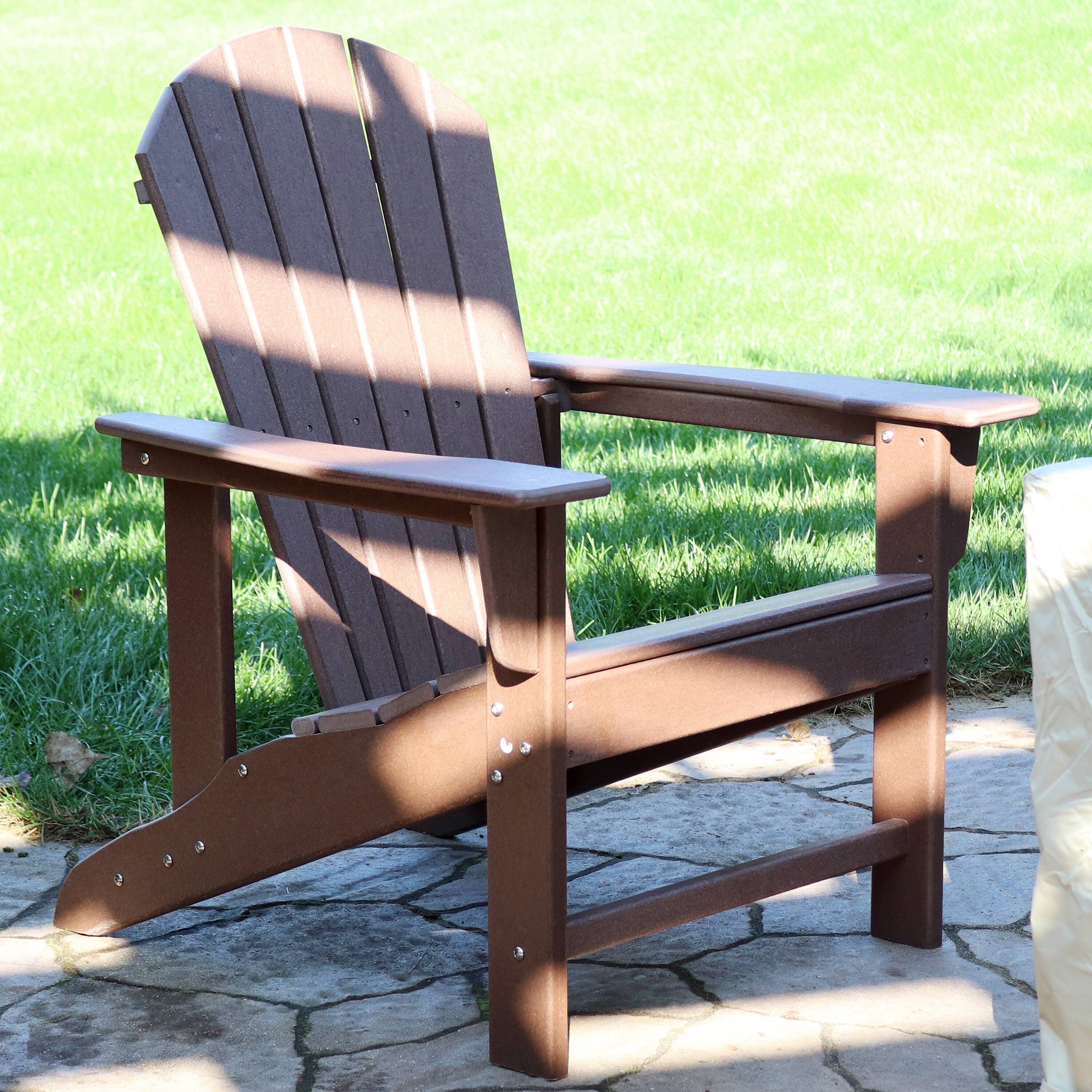 Alt View 3. Sunnydaze - Upright HDPE Raised Outdoor Adirondack Chair - Brown.