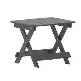 Emma + Oliver - Haley Portable Folding HDPE Adirondack Side Table for Indoor/Outdoor Use - Gray