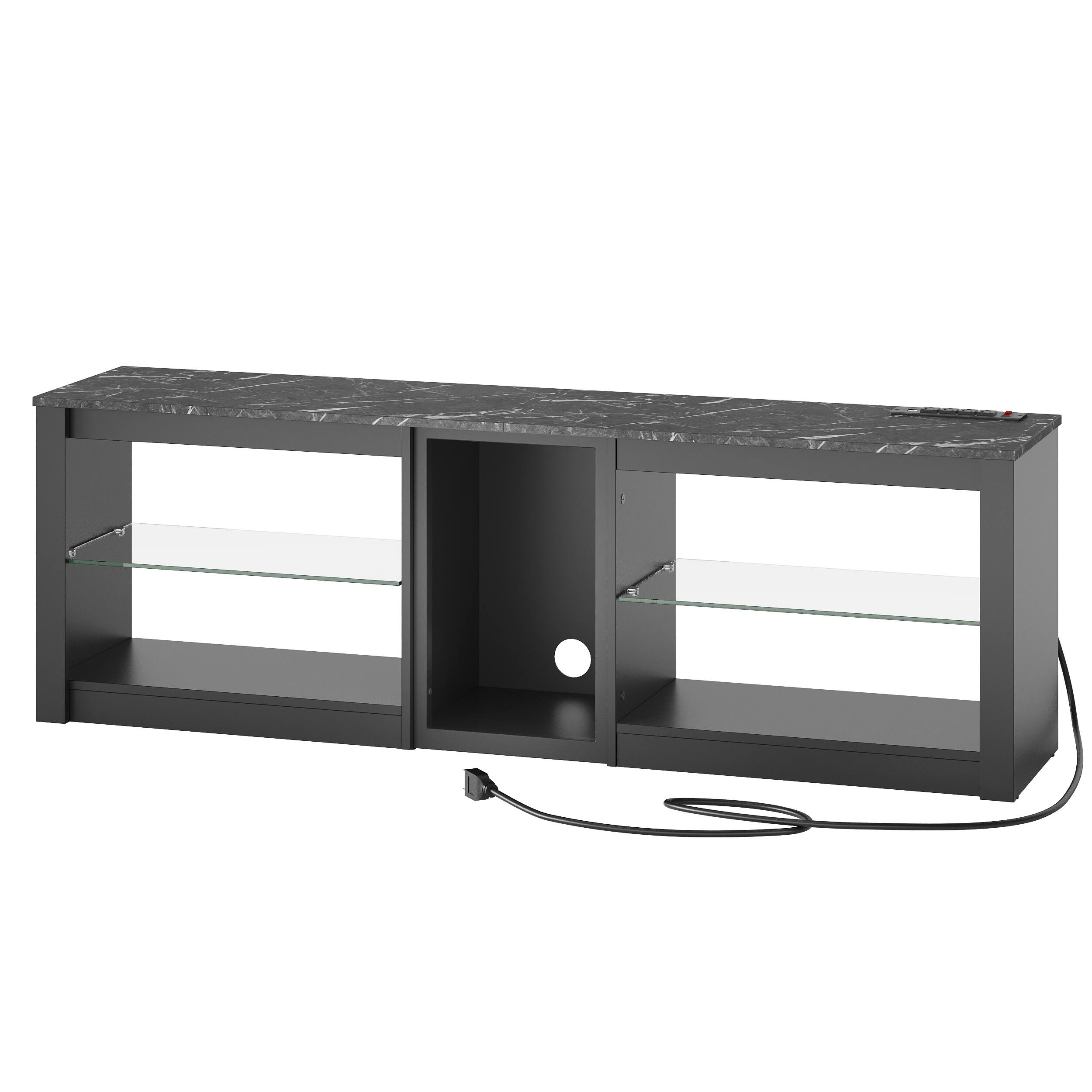 Alt View 2. Bestier - Bestier 70inch TV Console with Power Outlets and LED Gaming Entertainment Center - Black.