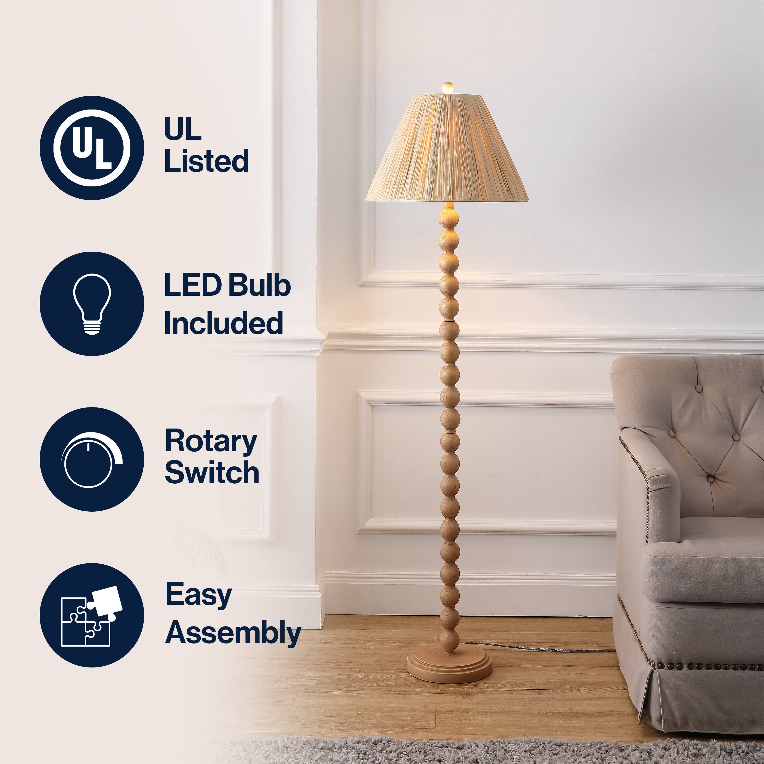 UL Listed LED Bulb Included Rotary Switch Easy Assembly