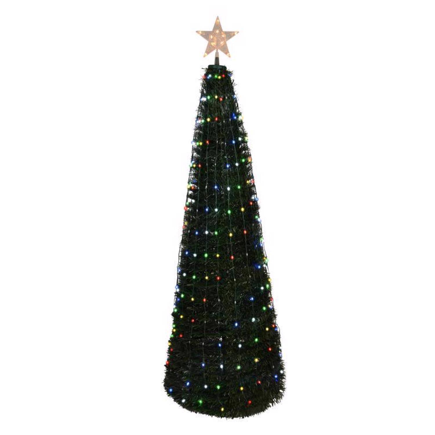 Front. Celebrations - Celebrations LED RGB Pop-Up Tree 5 ft. Christmas Tree - Multicolored.