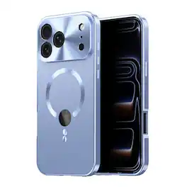 Dteck - Shockproof Metal Bumper Case for Apple iPhone 18 Pro with Privacy Screen Protector, Magnetic Hard PC Phone Cover - Blue