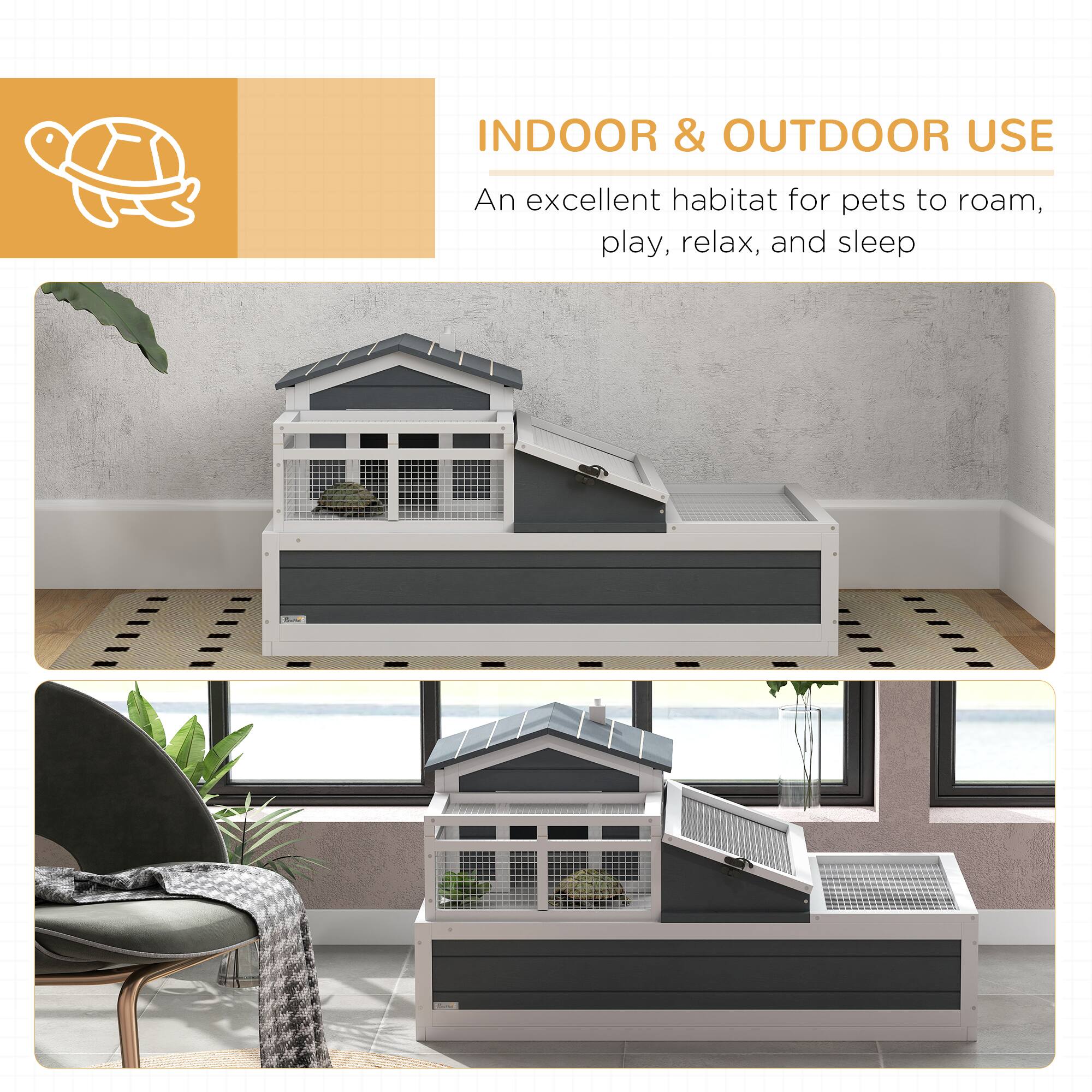 INDOOR & OUTDOOR USE  
An excellent habitat for pets to roam, play, relax, and sleep