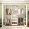 Aheaplus - 4-8 ft Closet System, Walk-in Closet Organizer with 4 Hanging Rods, Shelves, and Adjustable Shoe Racks - White