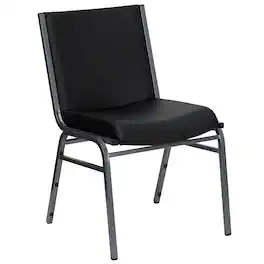 Emma + Oliver - Heavy Duty Reception/Guest Stack Chair - Black Vinyl