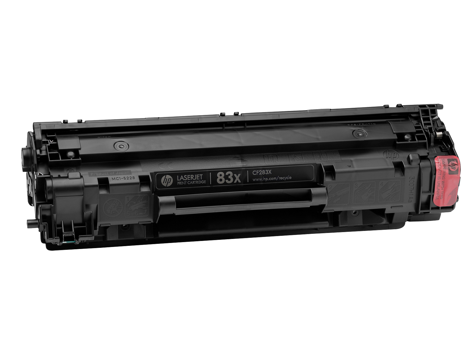 Produced in Japan  
HP LASERJET CARTRIDGE 83x  
CF283X  
www.hp.com/recycle  
PRINT CARTRIDGE  
3007H1Aa  
Aa  
E  
TAMPER  
G  
5  
ON  
IE  
UNLAWFUL  
TERIW