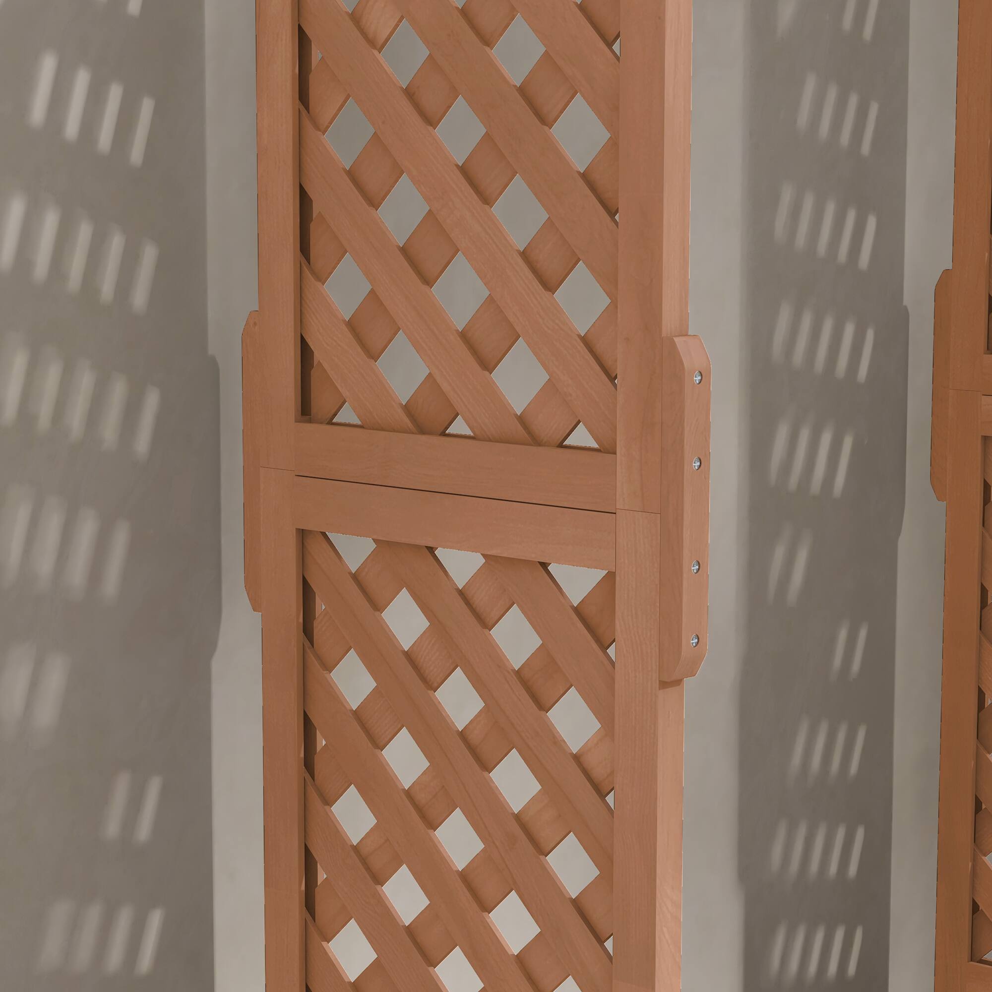 Alt View 7. Outsunny - Raised Garden Bed with Arch Trellis for Vine Climbing Plants, Hanging Flowers, 70.75" Tall Outdoor Wood Planter Box - Brown.