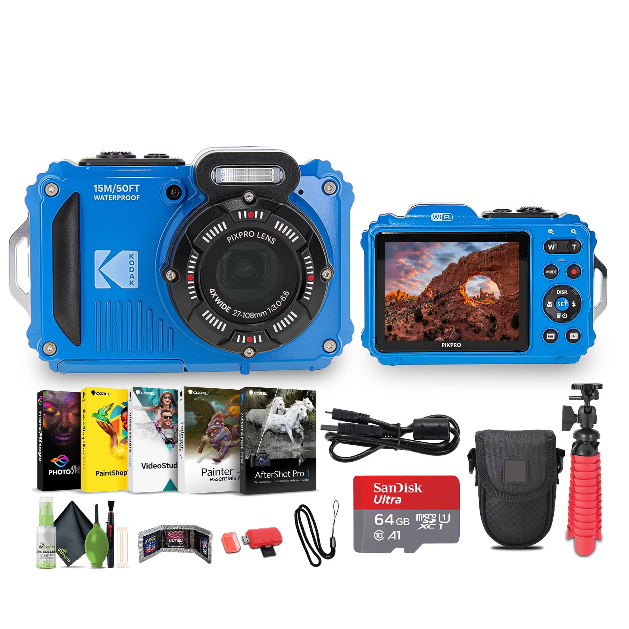 Kodak - PIXPRO WPZ2 Rugged Waterproof Dustproof Digital Vlogging Camera - Blue