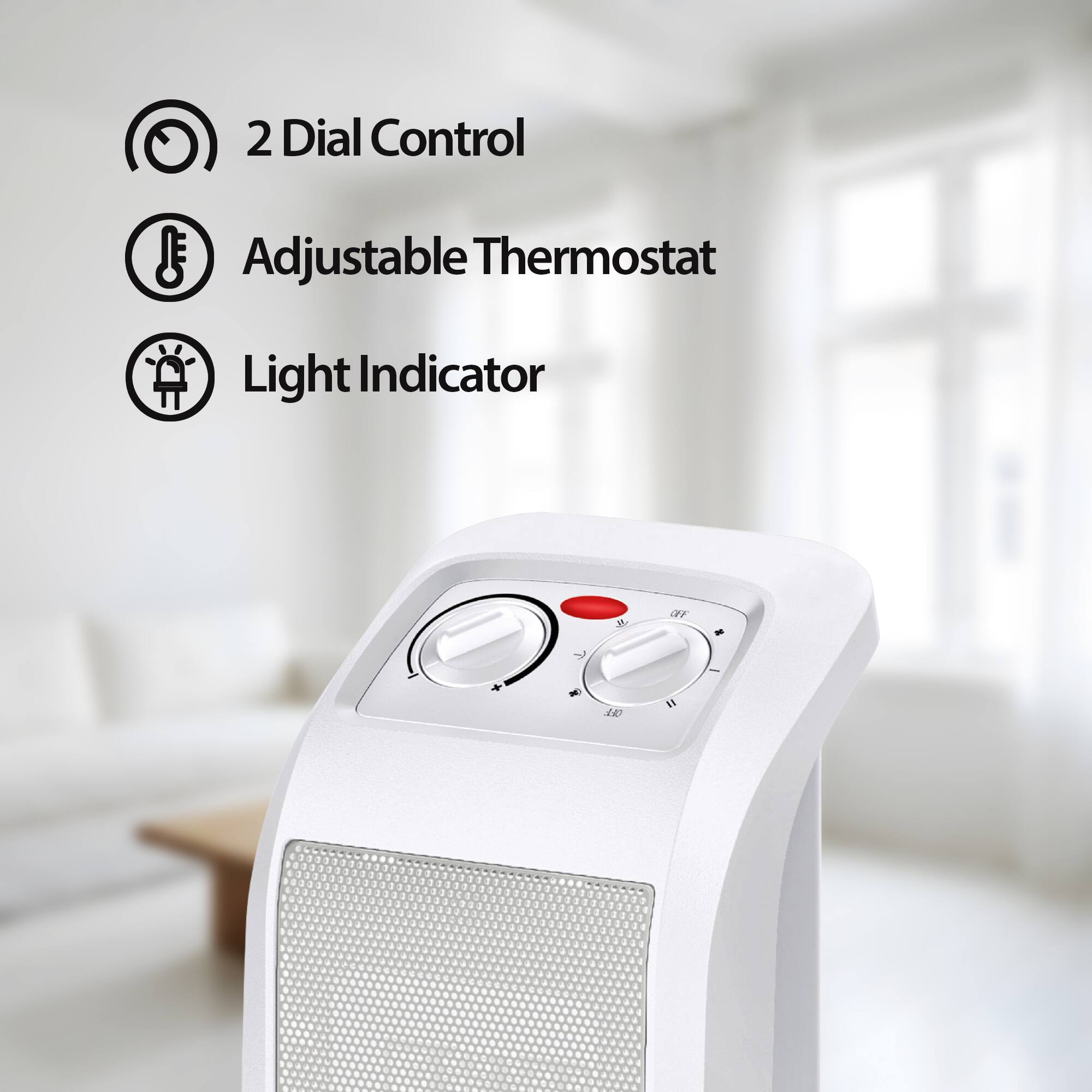 2 Dial Control Adjustable Thermostat Light Indicator