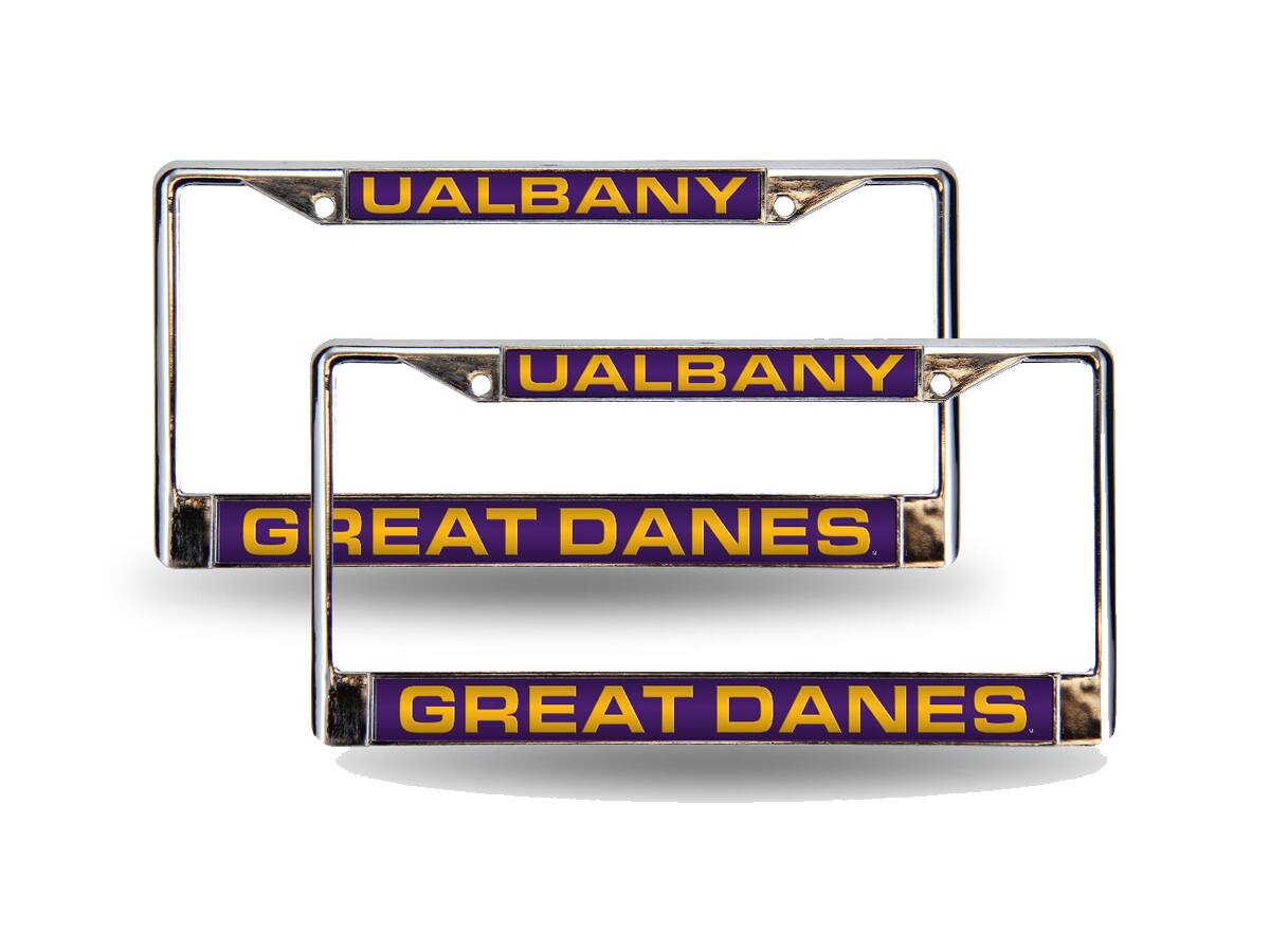 Albany Great Danes Chrome Metal Laser Cut License Plate Frame - Set of 2 Frames