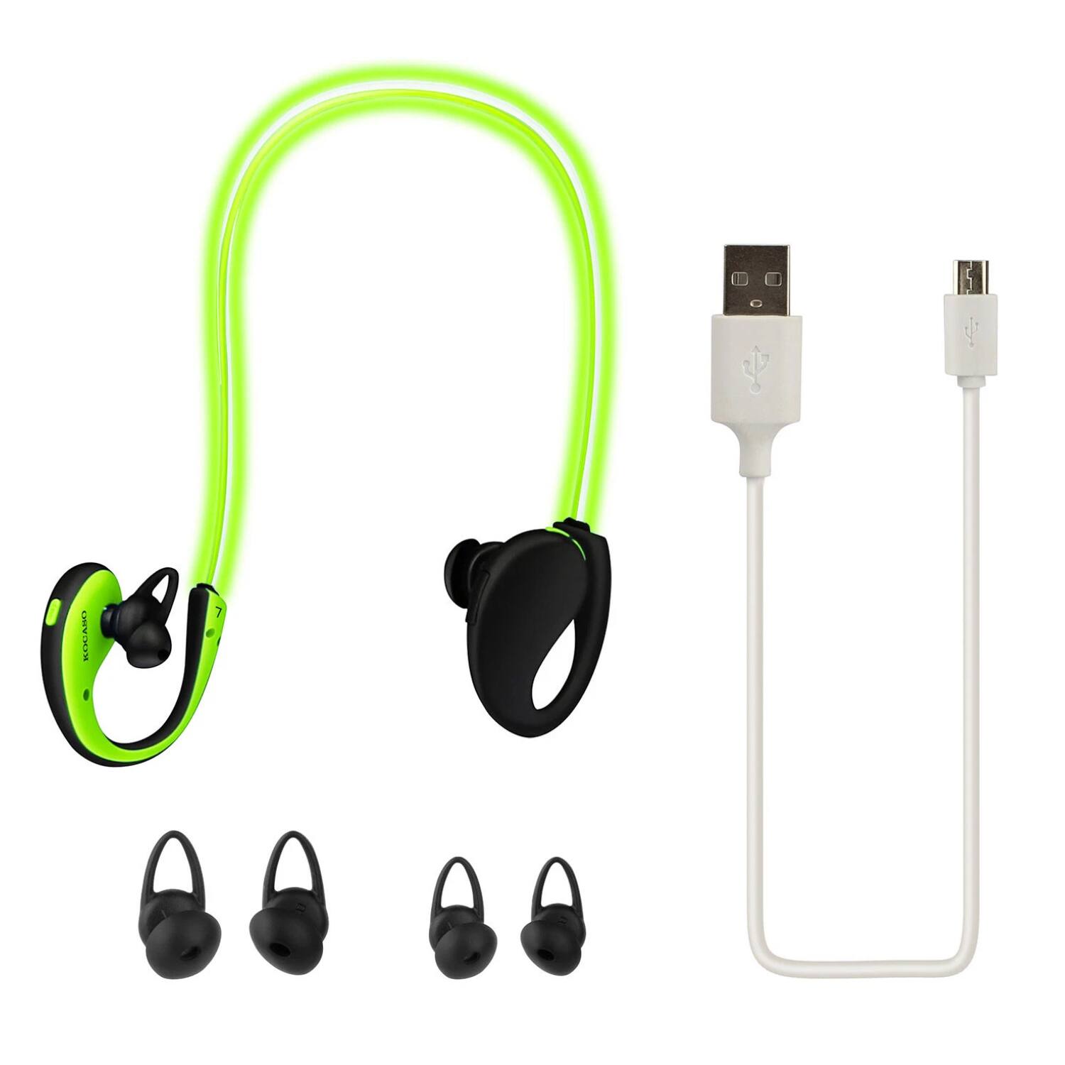 Angle. Home Collection - Wireless Sport Headset with LED Neckband Green - Green.