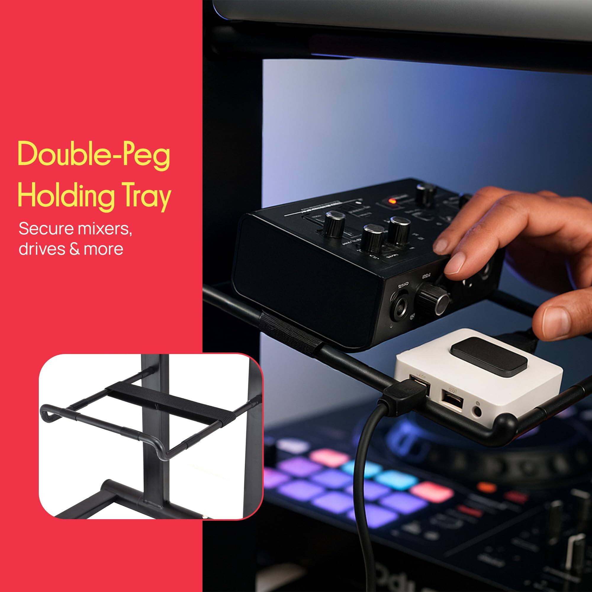 Double-Peg Holding Tray  
Secure mixers, drives & more