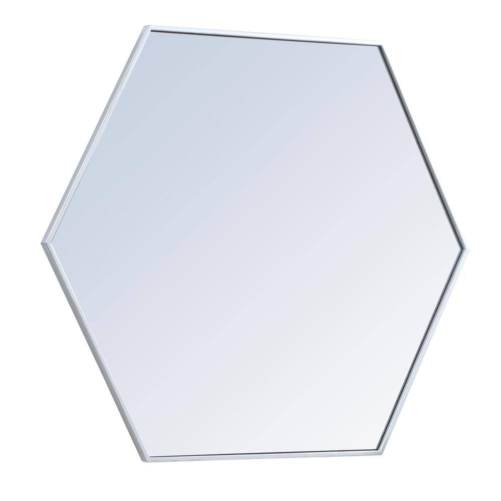 Left. Elegant Decor - Metal frame hexagon mirror 41 inch in silver - Silver.