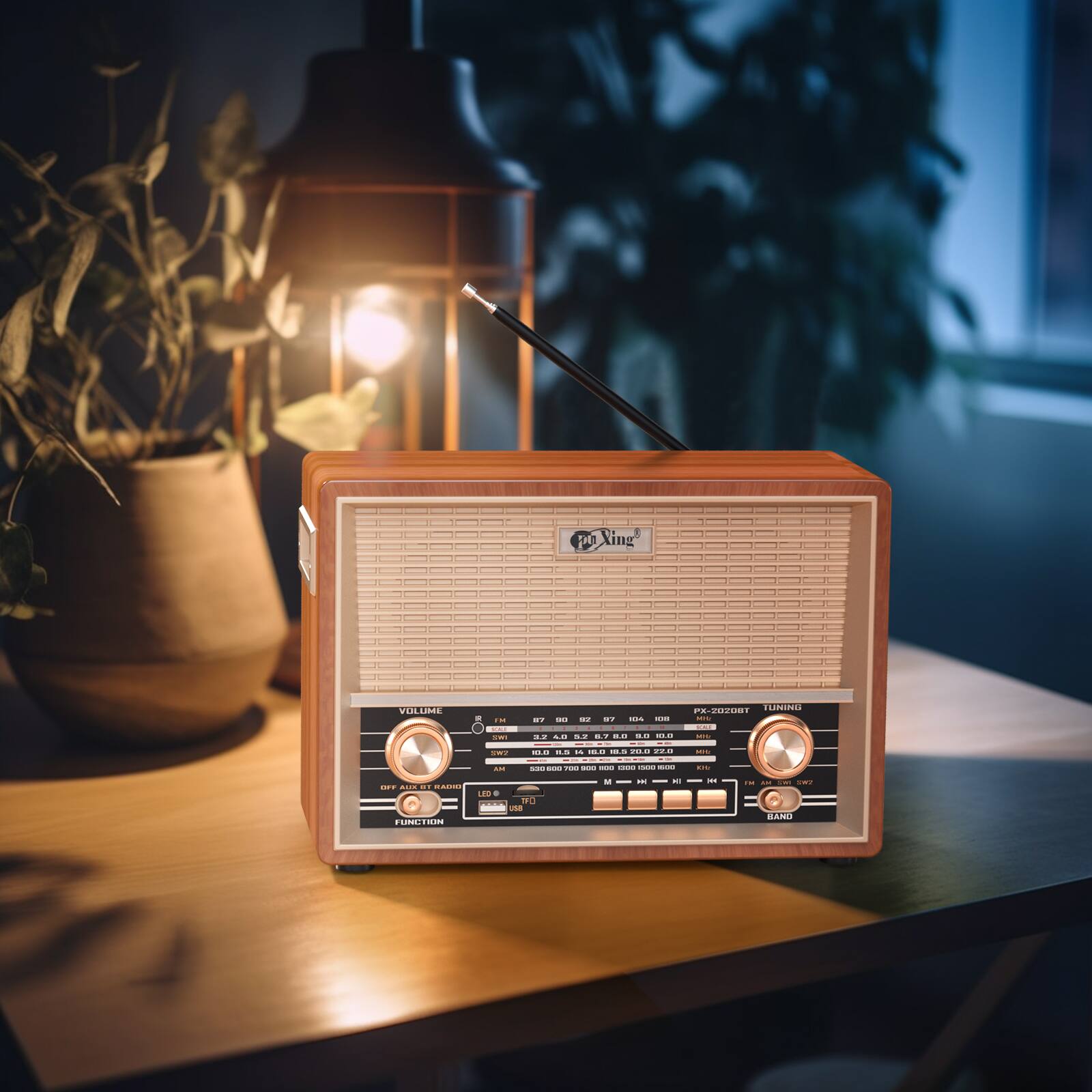 Sure, here is the corrected and grouped text from the image:

---

**PX-2020BT**

**VOLUME**

**TUNING**

**FUNCTION**

**OFF**  
**AM**  
**FM**  
**LED**  
**TO**  
**OFF**

**VOLUME**

**TUNING**

**AM**  
**FM**

**TUNING**

**40**  
**42**  
**44**  
**46**  
**48**  
**50**  
**52**  
**54**  
**56**  
**58**  
**60**  
**62**  
**64**  
**66**  
**68**  
**70**  
**72**  
**74**  
**76**  
**78**  
**80**  
**82**  
**84**  
**86**  
**88**  
**90**  
**92**  
**94**  
**96**  
**98**  
**100**  
**102**  
**104**  
**106**  
**10