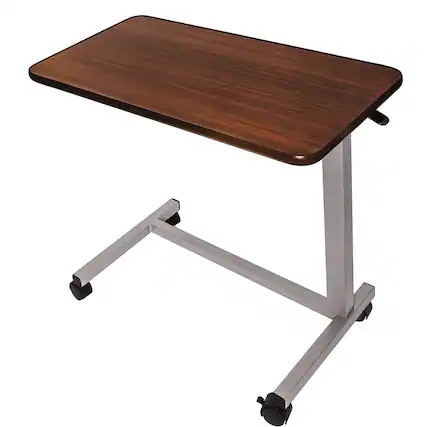 Front. Sugift - Adjustable Rolling Laptop Desk with Tilting Top & Lockable Wheels, Portable Height-Adjustable Table for Home or Office - Brown.