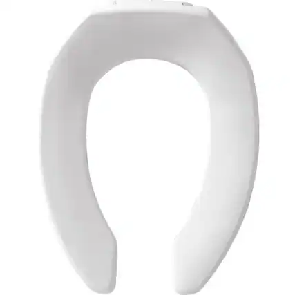 Front. BEMIS - Bemis Elongated Open Front Less Cover Commercial Plastic Toilet Seat in White Commercial Fastening System Check Hinge - White.