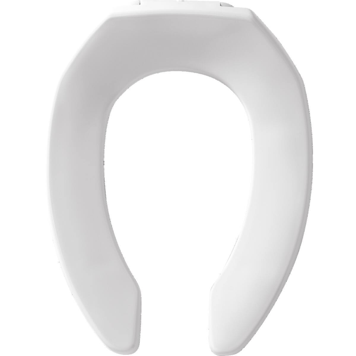 Front. BEMIS - Bemis Elongated Open Front Less Cover Commercial Plastic Toilet Seat in White Commercial Fastening System Check Hinge - White.