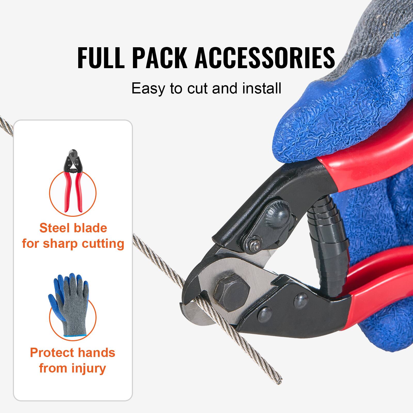 FULL PACK ACCESSORIES  
Easy to cut and install  

Steel blade for sharp cutting  

Protect hands from injury